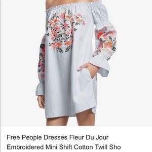 Free People Blue dress embroidery